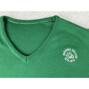 Parsons College Wildcats ~ Fairfield Iowa Defunct Sweater L ~ 1875-1973 Vtg 80s